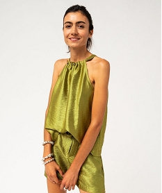 GEMO Blouse sans manches avec col ajustable femme Vert