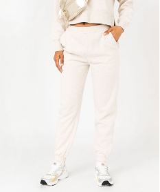 GEMO Pantalon de jogging en molleton doux femme Beige