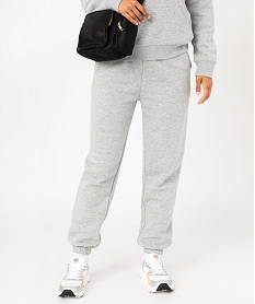 GEMO Pantalon de jogging en molleton doux femme Gris