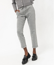 GEMO Pantalon en maille extensible à micro motifs femme Gris