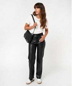 GEMO Pantalon droit en cuir imitation femme Noir