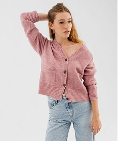 GEMO Gilet à col V avec poches femme Rose