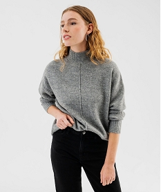 GEMO Pull col montant avec couture sur l’avant femme Gris