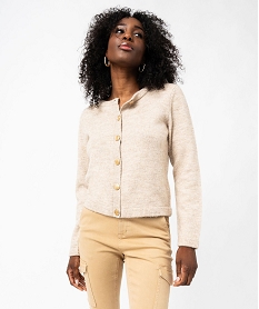 GEMO Gilet à col rond avec boutons fantaisie femme Beige