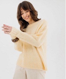 GEMO Pull en maille coupe oversize femme Jaune