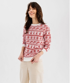 GEMO Pull de Noël jacquard femme Rouge