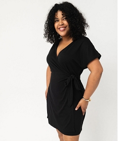 robe portefeuille a manches courtes femme grande taille noir robesK372501_1