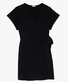robe portefeuille a manches courtes femme grande taille noir robesK372501_4