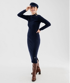 GEMO Robe pull longue en maille torsadée femme - LuluCastagnette Bleu