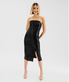 GEMO Robe bustier à sequins coupe ajustée femme Noir