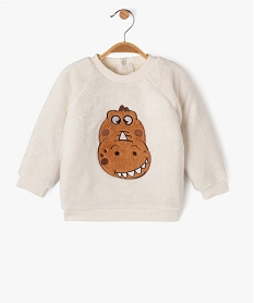 GEMO Sweat en maille peluche avec motif dinosaure brodé bébé garçon Beige