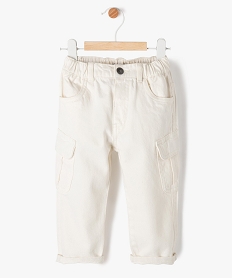 pantalon cargo en toile de coton a taille elastiquee bebe garcon beigeK378201_1