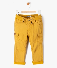 pantalon coupe cargo double avec taille elastique bebe garcon jaune pantalonsK378801_1