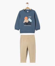 GEMO Ensemble 2 pièces sweat et pantalon en molleton bébé garçon Bleu