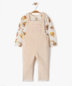 GEMO Ensemble 2 pièces : salopette en velours + tee-shirt manches longues bébé garçon Beige