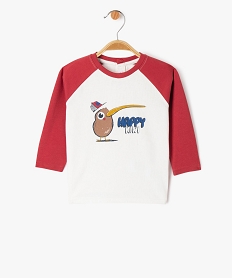 GEMO Tee-shirt bicolore avec motif animal bébé garçon Rouge