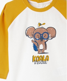 tee-shirt bicolore avec motif animal bebe garcon jauneK391501_2