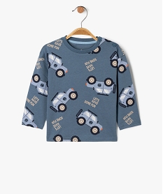 GEMO Tee-shirt manches longues en coton imprimé bébé garçon Bleu