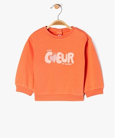 GEMO Sweat molletonné bébé fille avec motifs et message orange standard