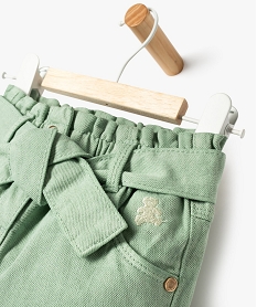 pantalon en toile denim coloree bebe fille - lulucastagnette vert pantalonsK396601_2