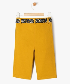 pantalon large en twill de coton avec ceinture a nouer bebe fille jaune pantalonsK396901_3