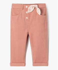 GEMO Pantalon en velours côtelé avec noeud à la taille bébé fille Rose