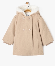 GEMO Manteau à capuche avec doublure peluche bébé fille Beige