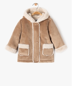 GEMO Manteau à capuche en velours doublure peluche bébé fille Beige