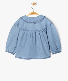 blouse en toile chambray avec col claudine bebe fille - lulucastagnette bleuK398601_3