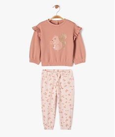 GEMO Ensemble 2 pièces sweat et pantalon en molleton bébé fille Rose