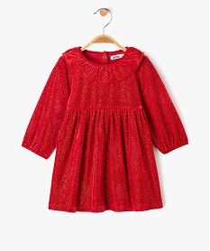 GEMO Robe en velours avec paillettes idéale noël bébé fille Rouge