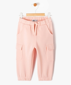 pantalon de jogging avec poches a rabat bebe fille rose leggingsK401301_1