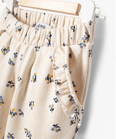 pantalon en molleton fleuri a taille elastiquee bebe fille beige leggingsK401401_2