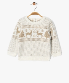 GEMO Pull de Noël en maille duveteuse et pailletée bébé fille Beige