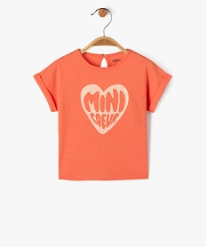 tee-shirt manches courtes avec motif paillete bebe fille orange tee-shirts manches courtesK405101_1