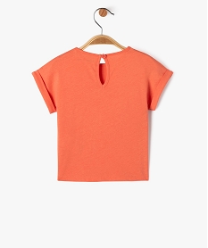 tee-shirt manches courtes avec motif paillete bebe fille orange tee-shirts manches courtesK405101_3