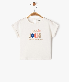 tee-shirt manches courtes avec motif paillete bebe fille beige tee-shirts manches courtesK405201_1