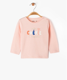 tee-shirt a manches longues a message bebe fille rose tee-shirts manches longuesK406701_1