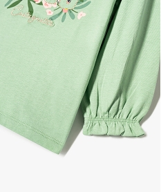 tee-shirt a manches longues avec volants bebe fille - lulucastagnette vert tee-shirts manches longuesK407001_3