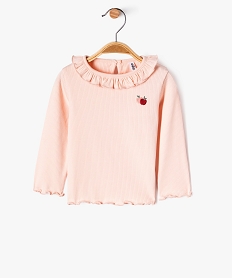 tee-shirt a manches longues avec finitions volantees bebe fille rose tee-shirts manches longuesK407201_1