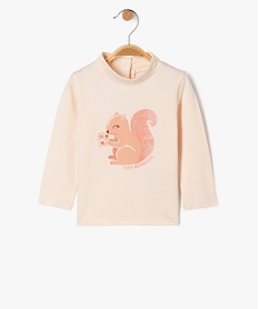 GEMO Tee-shirt manches longues et col roulé imprimé bébé fille Rose