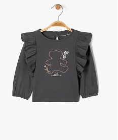 GEMO Tee-shirt manches longues à volants bébé fille - LuluCastagnette Gris