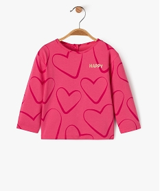 GEMO Tee-shirt manches longues motif cœurs bébé fille Rose