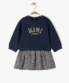 GEMO Robe manches longues effet 2-en-1 à fleurs bébé fille navy