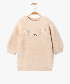 GEMO Robe sweat en maille peluche bébé fille Beige