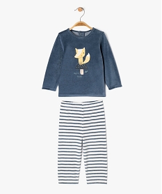 GEMO Pyjama en velours 2 pièces à motif renard bébé garçon Bleu