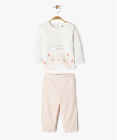 GEMO Pyjama en velours 2 pièces imprimées bébé Beige