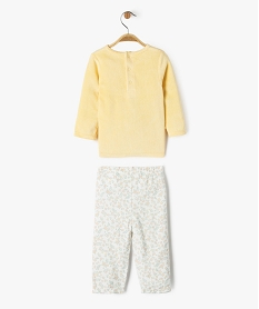pyjama en velours 2 pieces a motifs fleuris bebe fille jaune pyjamas 2 piecesK411901_3