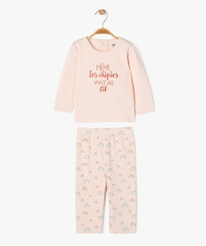 GEMO Pyjama en velours 2 pièces bébé fille Rose