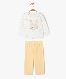 GEMO Pyjama en velours 2 pièces à motif lapin bébé Beige